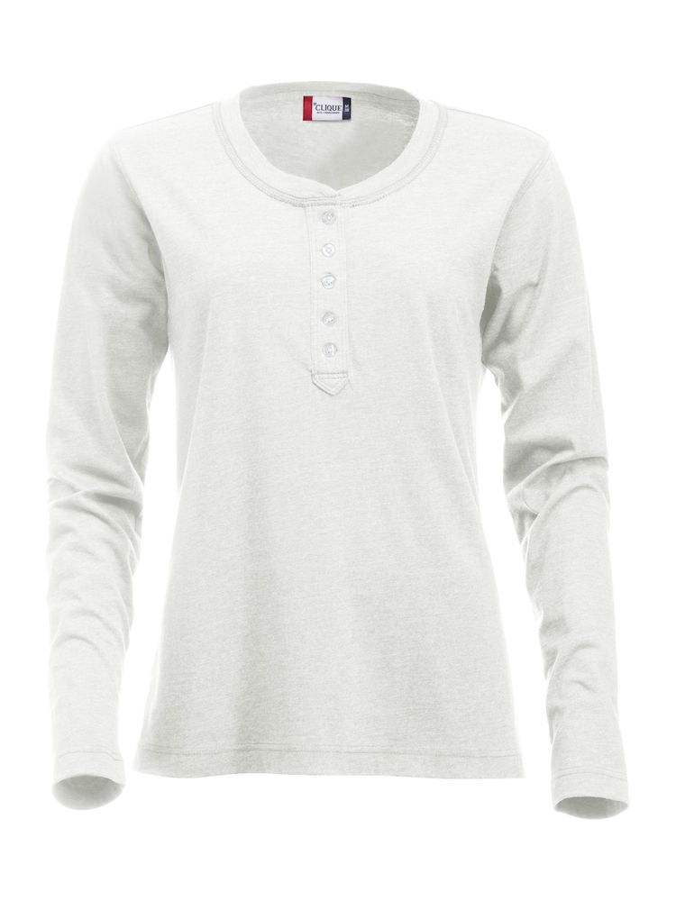 Clique Orlando Ladies Long Sleeve Henley Top. 3 Colours. XS-XL - Tee Shirt - Logo Free Clothing