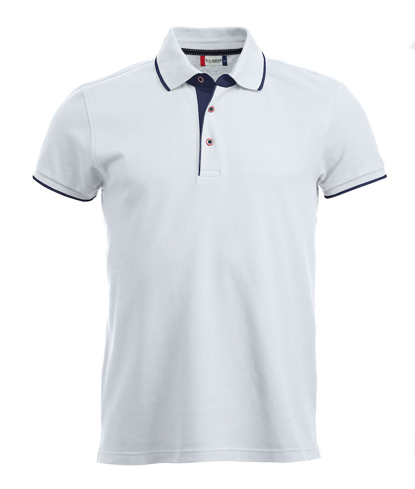 Clique Seattle Mens Polo Shirt. Short Sleeve Contrast Cotton Polo. 3 Colours. S-2XL - Polo Shirt - Logo Free Clothing