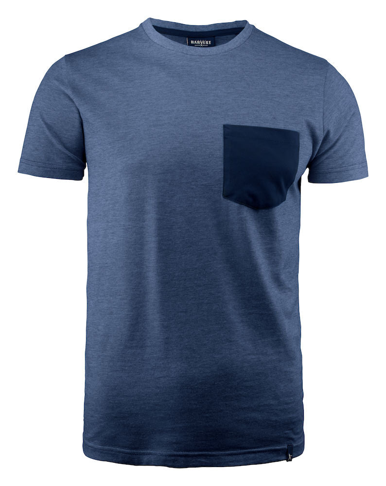 James Harvest Portwillow- Mens Cotton Tee Shirt. Contrast Pocket, Melange effect. XS-3XL - Tee Shirt - Logo Free Clothing