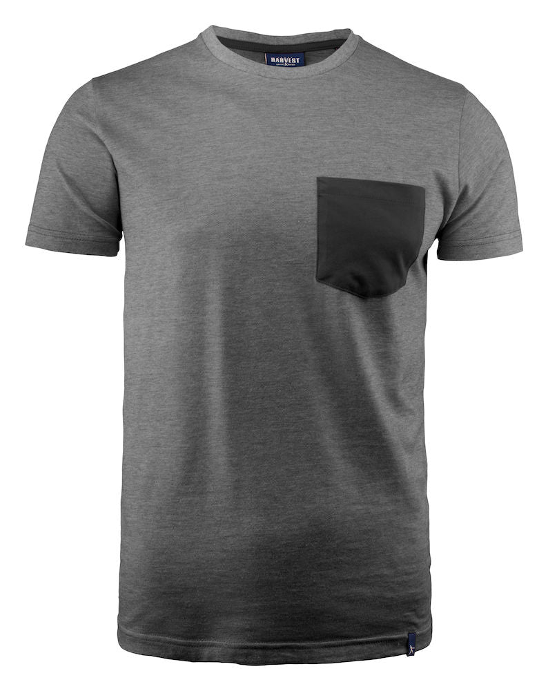 James Harvest Portwillow- Mens Cotton Tee Shirt. Contrast Pocket, Melange effect. XS-3XL - Tee Shirt - Logo Free Clothing