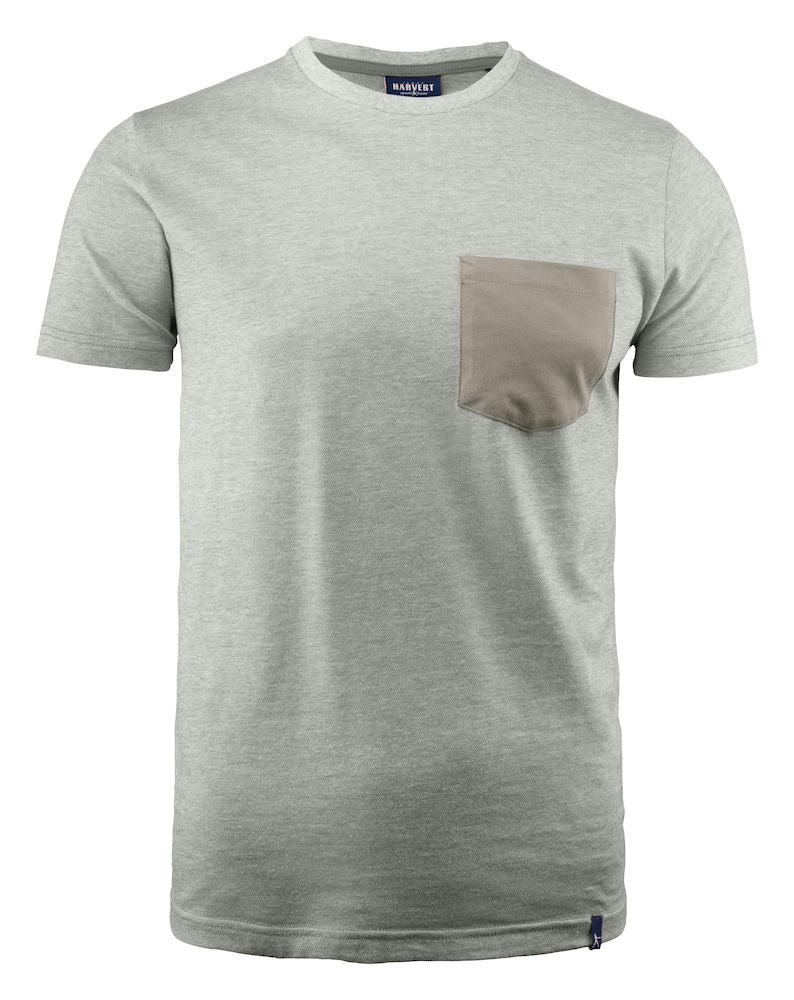 James Harvest Portwillow- Mens Cotton Tee Shirt. Contrast Pocket, Melange effect. XS-3XL - Tee Shirt - Logo Free Clothing